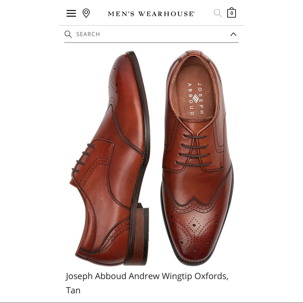 🆕Joseph Abboud Andrew Wingtip Oxfords, Tan